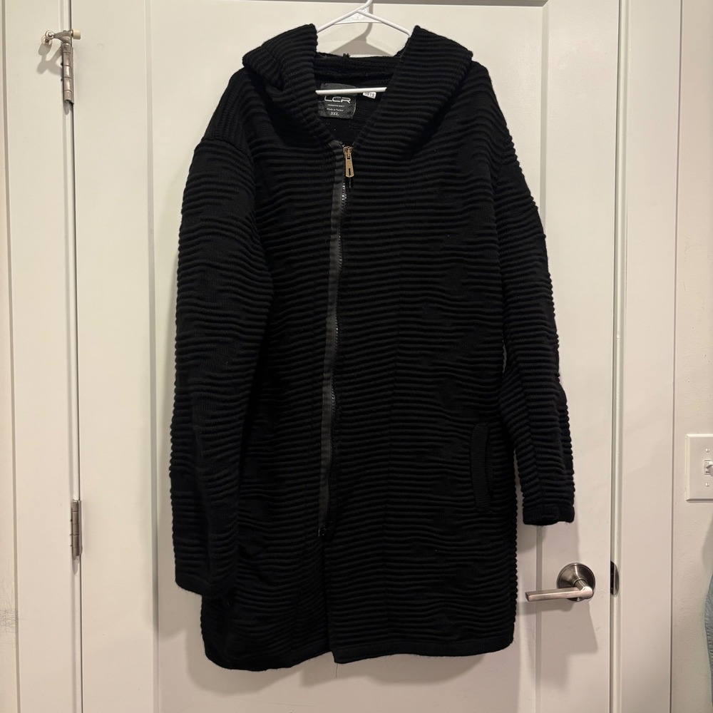 LCR Black Edition Premium Knit Hooded Cardigan Sweater Coat Black 3XL Turkey
